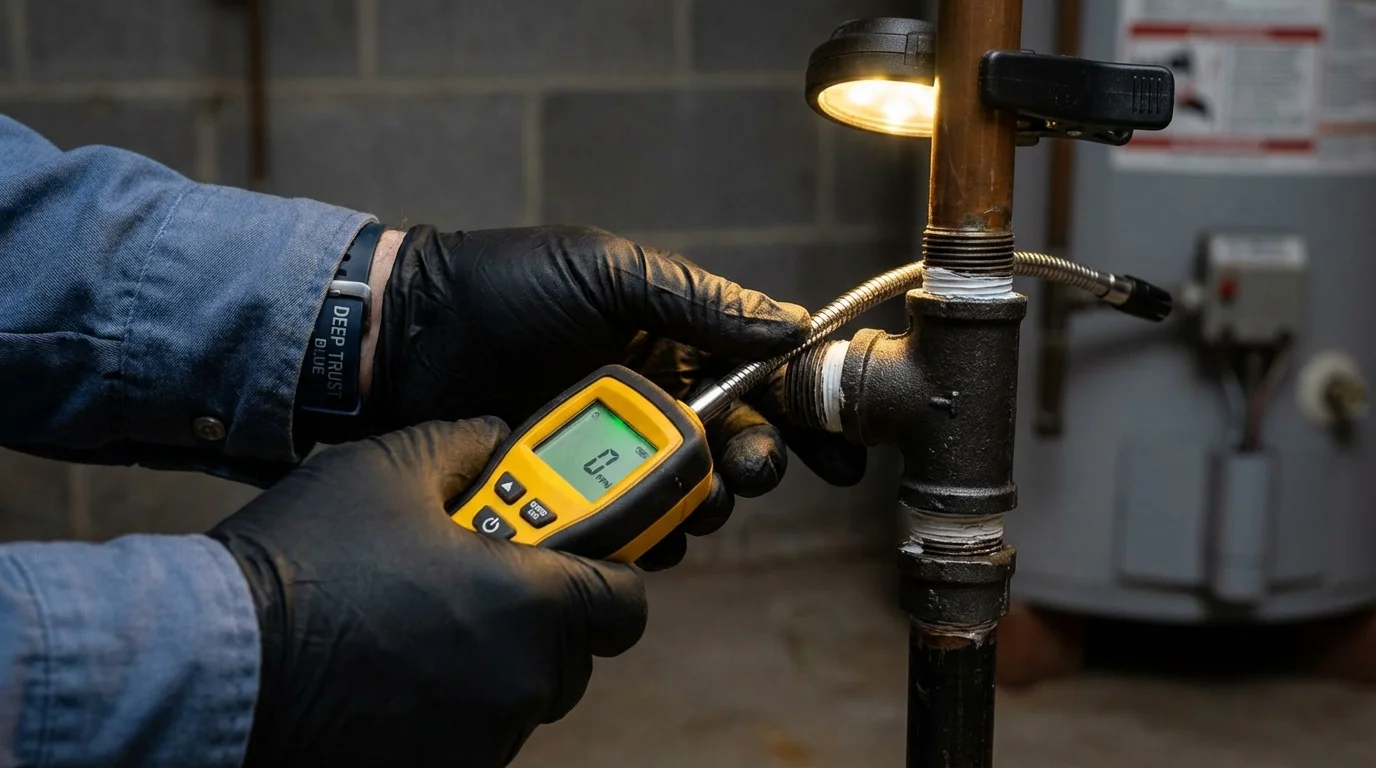 Gas leak detection with electronic sniffer by Johns Plumbing LLC in Tullahoma