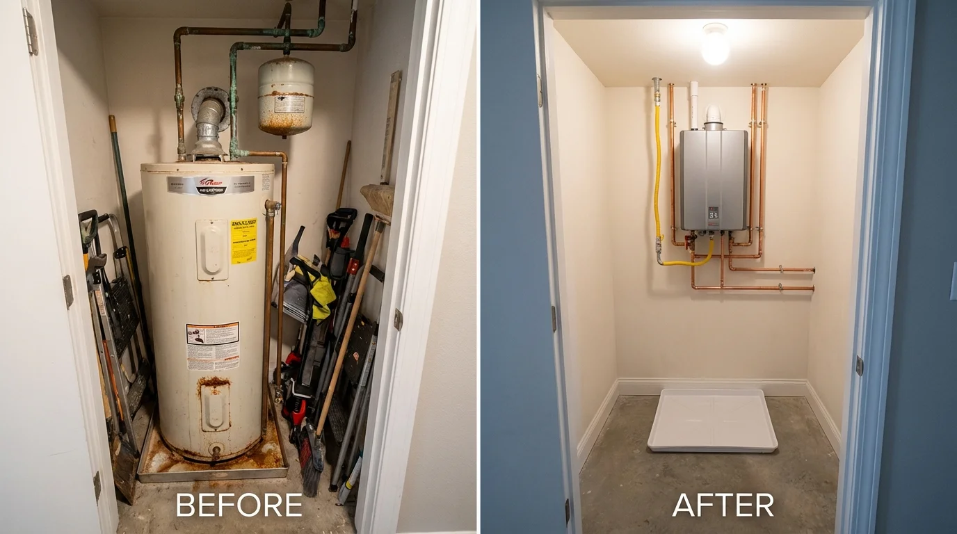 Tank water heater versus wall-mounted tankless unit comparison for Tullahoma, TN homeowners